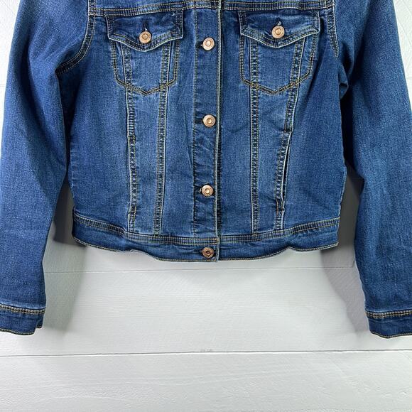KENSIE JEANS Dark Wash Denim Jean Button Up Long Sleeve Jacket Size Small - Picture 6 of 11
